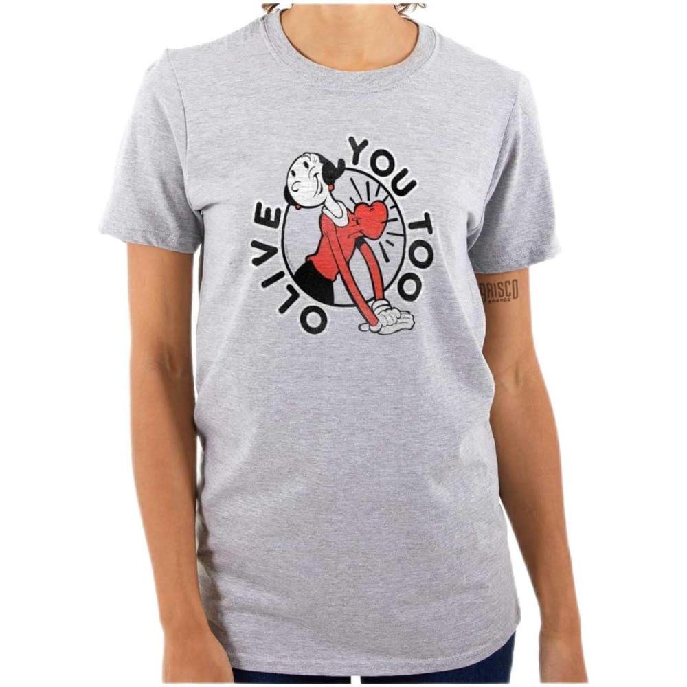 imagePopeye Olive OYL You Too Cute Funny Womens Graphic T Shirt TeesSport Grey
