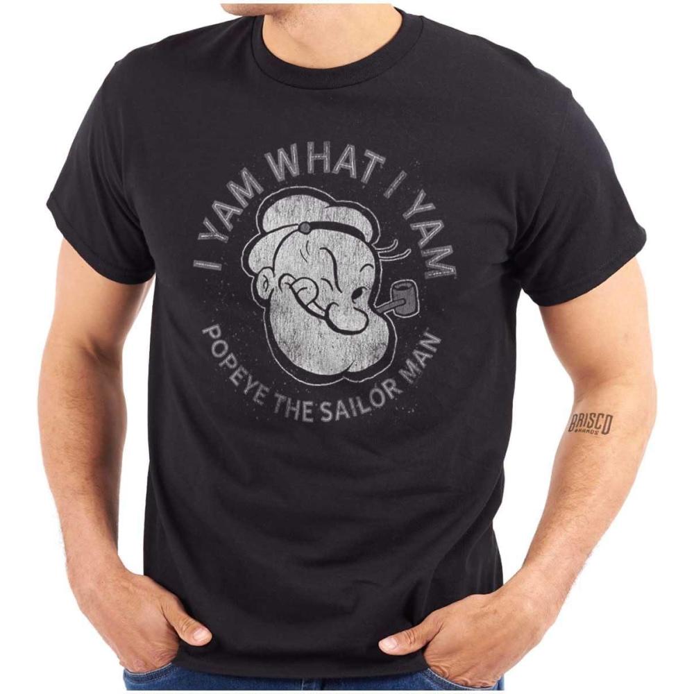 imagePopeye Sailor Man Quote What I Yam Graphic T Shirt Men or WomenBlack
