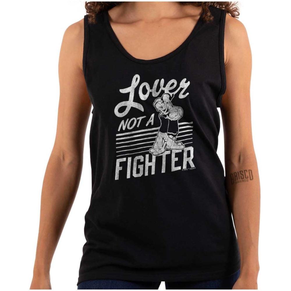 imagePopeye The Sailor Loves Not a Fighter Tank Top T Shirts Men WomenBlack