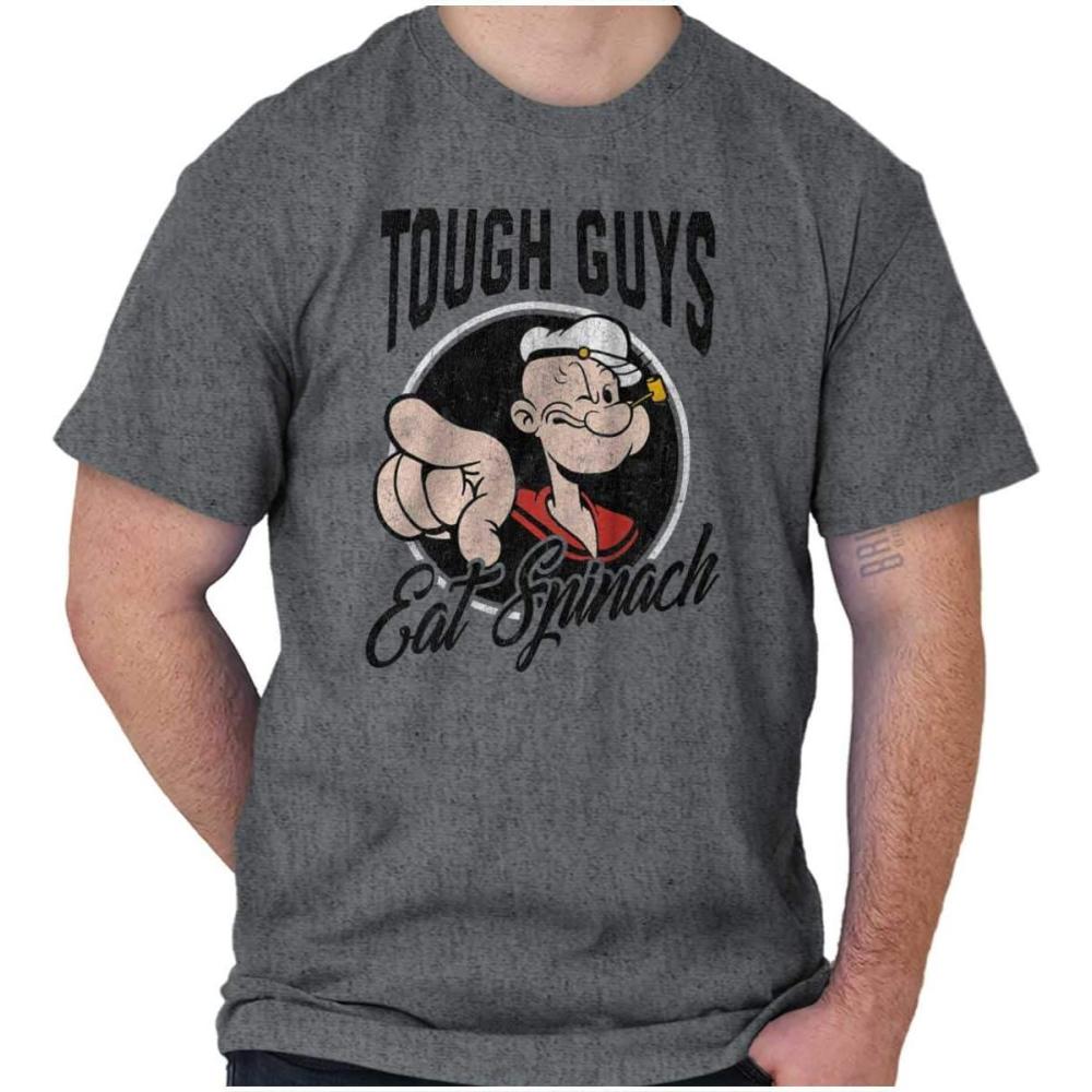 imagePopeye Tough Guys Eat Spinach Funny Mens Graphic T Shirt TeesGraphite Heather