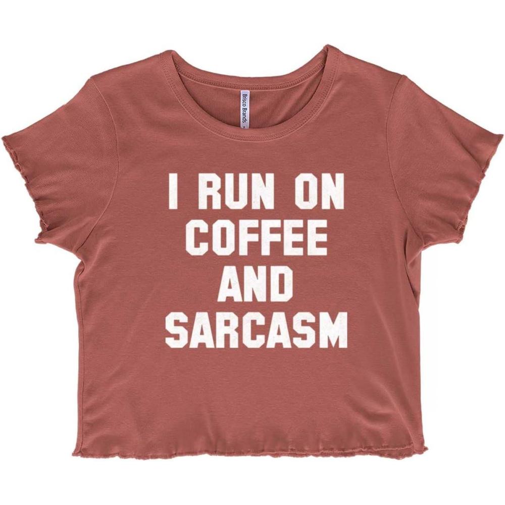 imageRun on Coffee Sarcasm Funny Sarcastic Juniors Lettuce Trim Crop Top Womens Baby TeeChocolate