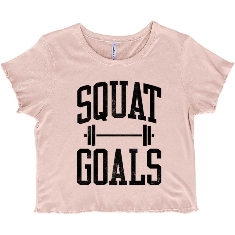 imageSquat Goals Workout Motivation Juniors Lettuce Trim Crop Top Womens Baby TeeBlush