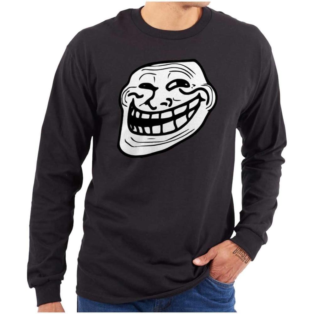 imageTroll Face Original Meme Smile Mad Long Sleeve Tshirt Men WomenBlack