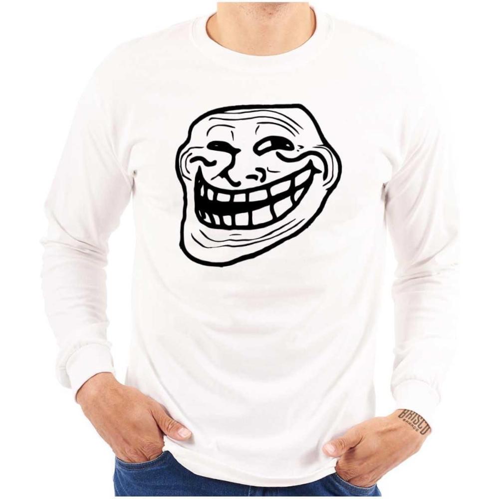 imageTroll Face Original Meme Smile Mad Long Sleeve Tshirt Men WomenWhite