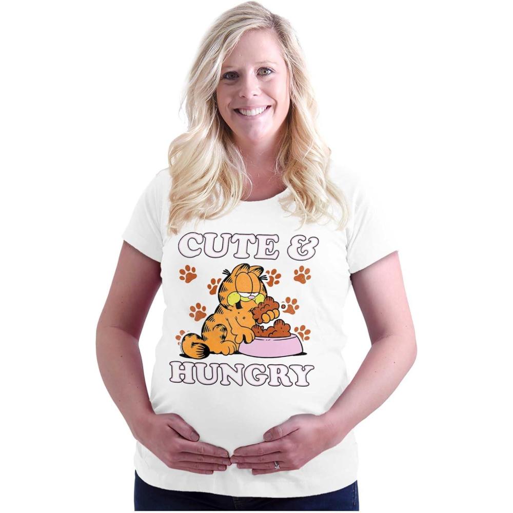 imageWomens Maternity Garfield Cartoon Cute and Hungry T Shirt Tee