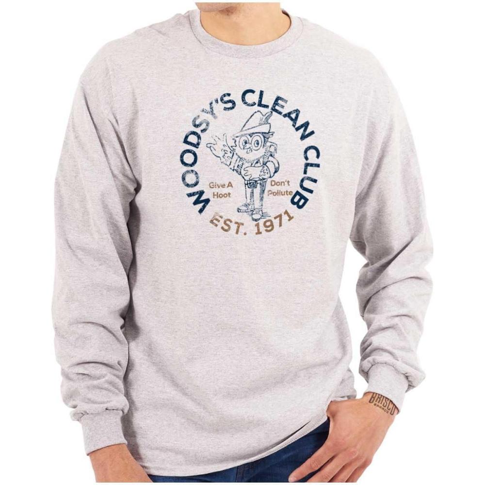 imageWoodsy Owl Clean Club Dont Pollute Long Sleeve Tshirt Men WomenSport Grey