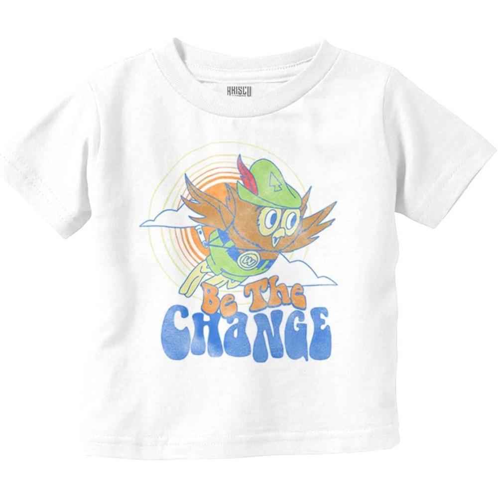 imageWoodsy Owl Vintage Be The Change Toddler Boy Girl T ShirtWhite
