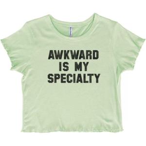 Awkward Specialty Funny Sarcastic Juniors Lettuce Trim Crop Top Womens Baby Tee(Mint Green)