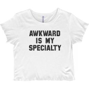 Awkward Specialty Funny Sarcastic Juniors Lettuce Trim Crop Top Womens Baby Tee(White)