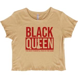 Black Queen Dope Melanated Feminist Juniors Lettuce Trim Crop Top Womens Baby Tee(Oatmeal)