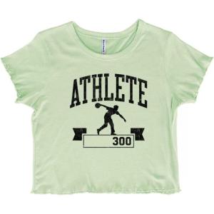 Bowling Team Varsity League Cool Juniors Lettuce Trim Crop Top Womens Baby Tee(Mint Green)