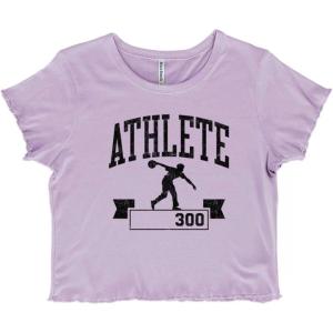 Bowling Team Varsity League Cool Juniors Lettuce Trim Crop Top Womens Baby Tee(Orchid)