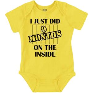 Brisco Brands 9 Months Inside Resisting A Rest Funny Baby Romper Boys or Girls(9 Months Inside – Zest)