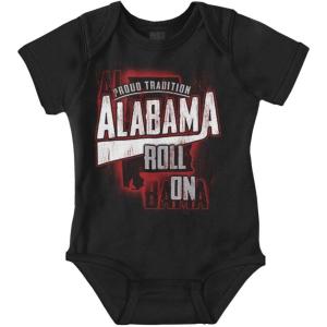 Brisco Brands Alabama Tradition Distressed Athletic Baby Romper Boys or Girls(Black)