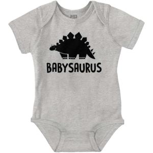 Brisco Brands Babysaurus Adorable Little Dinosaur Baby Bodysuit Jumper Boys(Heather)