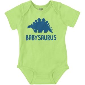 Brisco Brands Babysaurus Adorable Little Dinosaur Baby Bodysuit Jumper Boys(Key Lime)
