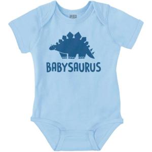 Brisco Brands Babysaurus Adorable Little Dinosaur Baby Bodysuit Jumper Boys(Light Blue)