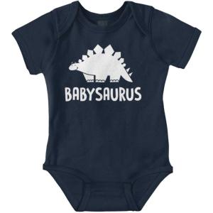 Brisco Brands Babysaurus Adorable Little Dinosaur Baby Bodysuit Jumper Boys(Navy)