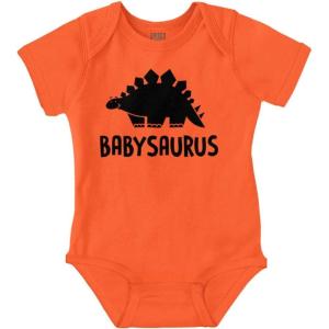 Brisco Brands Babysaurus Adorable Little Dinosaur Baby Bodysuit Jumper Boys(Orange)