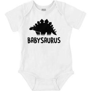 Brisco Brands Babysaurus Adorable Little Dinosaur Baby Bodysuit Jumper Boys(White)
