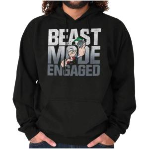 Brisco Brands Beast Gym Engaged Popeye Sailor Hoodie Sweatshirt Women Men(Black)