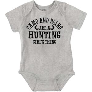 Brisco Brands Camo Bling Hunting Girl’s Thing Baby Bodysuit Jumper Girls(Heather)