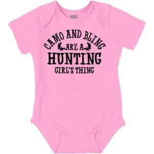 Brisco Brands Camo Bling Hunting Girl’s Thing Baby Bodysuit Jumper Girls(Pink)