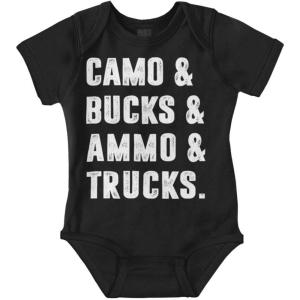 Brisco Brands Camo Bucks Trucks Cute Hunter Son Baby Bodysuit Jumper Boys(Black)