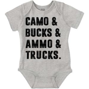 Brisco Brands Camo Bucks Trucks Cute Hunter Son Baby Bodysuit Jumper Boys(Heather)
