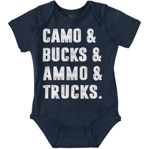 Brisco Brands Camo Bucks Trucks Cute Hunter Son Baby Bodysuit Jumper Boys(Navy)
