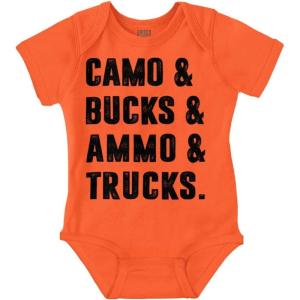 Brisco Brands Camo Bucks Trucks Cute Hunter Son Baby Bodysuit Jumper Boys(Orange)