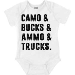 Brisco Brands Camo Bucks Trucks Cute Hunter Son Baby Bodysuit Jumper Boys(White)