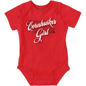 Brisco Brands Cornhusker Girl Cute Nebraska Pride Baby Bodysuit Jumper Girls(Red)