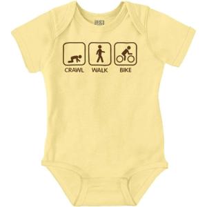 Brisco Brands Crawl Walk Bike Street Sign Humor Baby Romper Boys or Girls(Banana)