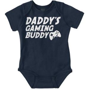 Brisco Brands Cute Daddy’s Gaming Buddy Gamer Dad Baby Romper Boys or Girls(Navy)