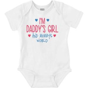 Brisco Brands Cute Daddy’s Girl and Mommys World Baby Bodysuit Jumper Girls(White)