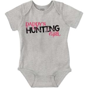 Brisco Brands Cute Daddy’s Hunting Girl Daughter Baby Bodysuit Jumper Girls(Heather)