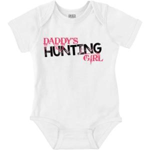 Brisco Brands Cute Daddy’s Hunting Girl Daughter Baby Bodysuit Jumper Girls(White)