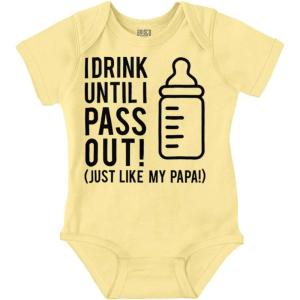 Brisco Brands Drink Until Pass Out Just Like Papa Baby Romper Boys or Girls(Banana)