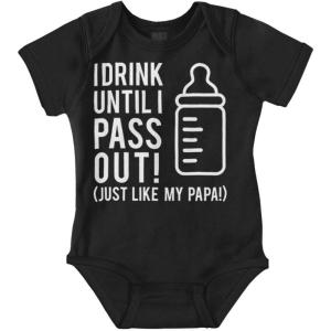 Brisco Brands Drink Until Pass Out Just Like Papa Baby Romper Boys or Girls(Black)
