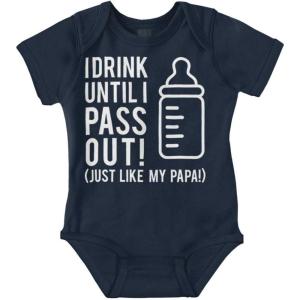 Brisco Brands Drink Until Pass Out Just Like Papa Baby Romper Boys or Girls(Navy)
