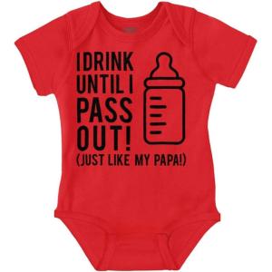Brisco Brands Drink Until Pass Out Just Like Papa Baby Romper Boys or Girls(Red)