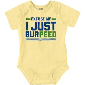 Brisco Brands Excuse Me I Just Burpeed Workout Baby Romper Boys or Girls(Banana)