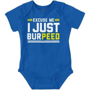 Brisco Brands Excuse Me I Just Burpeed Workout Baby Romper Boys or Girls(Royal)