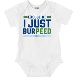 Brisco Brands Excuse Me I Just Burpeed Workout Baby Romper Boys or Girls(White)
