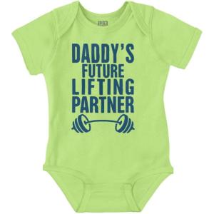 Brisco Brands Fathers Day Daddys Future Gym Partner Baby Bodysuit Jumper Boys(Key Lime)