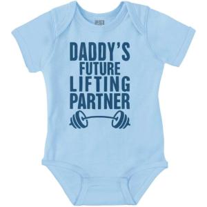 Brisco Brands Fathers Day Daddys Future Gym Partner Baby Bodysuit Jumper Boys(Light Blue)