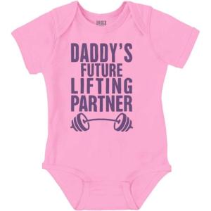 Brisco Brands Fathers Day Daddys Future Gym Partner Baby Bodysuit Jumper Boys(Pink)