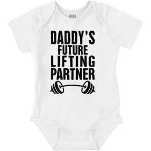 Brisco Brands Fathers Day Daddys Future Gym Partner Baby Bodysuit Jumper Boys(White)