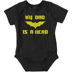 Brisco Brands Father’s Day My Dad is a Superhero Baby Romper Boys or Girls(Black)
